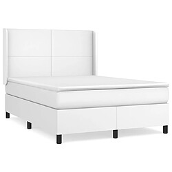 vidaXL Sommier à lattes de lit avec matelas Blanc 140x190cm Similicuir