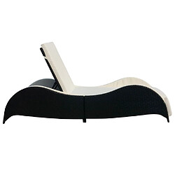 Acheter Helloshop26 Transat chaise longue bain de soleil lit de jardin terrasse meuble d'extérieur avec coussin résine tressée noir 02_0012526