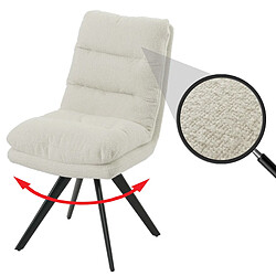 Decoshop26 Chaise de salle à manger chaise de cuisine pivotante position automatique tissu/textile bouclé blanc crème 04_0006284