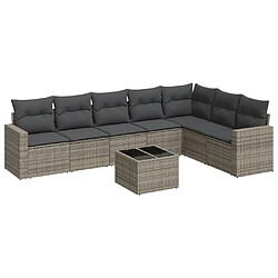 Maison Chic Salon de jardin 8 pcs avec coussins | Ensemble de Table et chaises | Mobilier d'Extérieur gris résine tressée -GKD76157