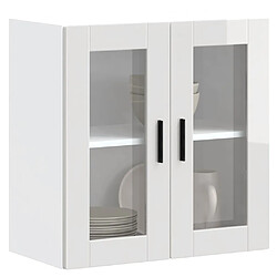 vidaXL Armoire murale cuisine avec porte en verre Porto blanc brillant