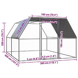 Acheter vidaXL Poulailler 3x4x2 m acier galvanisé