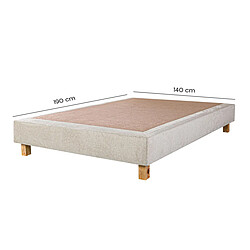 Visiodirect Sommier à lattes avec pieds JOLY, tapissier en bois massif coloris beige - largeur 140 x longueur 190 cm