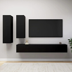 vidaXL Ensemble de meuble TV 4 pcs Noir Bois d'ingénierie