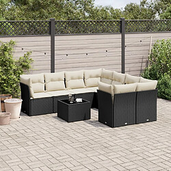 Maison Chic Salon de jardin 9 pcs avec coussins | Ensemble de Table et chaises | Mobilier d'Extérieur noir résine tressée -GKD95306