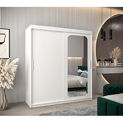 Abiks Meble Armoire PROMO T2 À Portes Coulissantes 200/180/62 2 Portes (Blanc/Blanc)