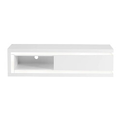 Avis Vente-Unique Meuble TV 1 tiroir et 1 niche avec LEDs en MDF - Blanc laqué - FLARANCIA