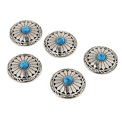 Acheter 5pcs boutons floraux turquoises ronds à visser en arrière pour sacoche portefeuille bleu