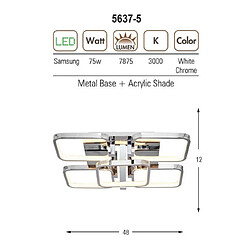 HOMEMANIA Lampe de Plafond Plaza Plafonnier - Carrée - Murale - Blanc en Métal, 48 x 48 x 12 cm, 1 x LED, 120W, 12600LM, 4200K Lumière Blanc Naturel