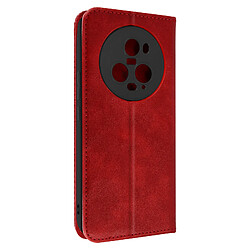 Avizar Étui pour Honor Magic 5 Pro portefeuille support vidéo motif croisillon Rouge