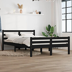 vidaXL Cadre de lit sans matelas noir bois massif 135x190 cm 