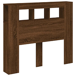 Maison Chic Tête de lit scandinave à LED,meuble de chambre chêne marron 120x18,5x103,5cm bois ingénierie -MN58070 pas cher