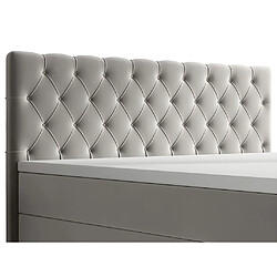 Ensemble complet literie tête de lit capitonnée + sommiers coffre + matelas + surmatelas - 160 x 200 cm - Velours - Gris clair - ONOGO de Pascal Morabito pas cher