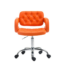 Decoshop26 Chaise de bureau réglable en hauteur pivotante dossier capitonné et accoudoir moderne synthétique orange BUR10418