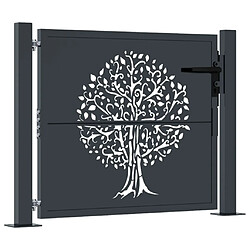 vidaXL Portail de jardin anthracite 105x80 cm acier conception d'arbre