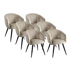 Lot de 6 chaises VADIM de Pascal MORABITO - Velours et métal - Beige