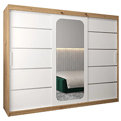 Abiks Meble Armoire PROMO V2 À Portes Coulissantes 200/250/62 3 Portes (Artisan/Blanc)