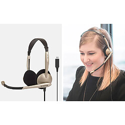 Avis Casque d'Écoute Filaire USB avec Microphone Anti-bruit, Bureau Vidéoconférence, , Beige, KOSS, CS100 USB