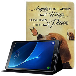 Etui en PU anti-chute avec support et porte-cartes pour votre Samsung Galaxy Tab A 10.1 (2016) T580/T585 - Papillon et chien