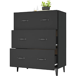 Avis vidaXL Buffet noir 69,5x34x90 cm bois d'ingénierie