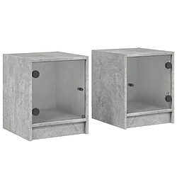 Maison Chic Lot de 2 Tables de chevet et portes vitrées - Tables de Nuit gris béton 35x37x42 cm