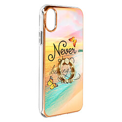 Avizar Coque iPhone X et XS Bi-matière avec Bague de Maintien Motif Plage Orange