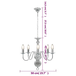 vidaXL Lustre Argenté 5 ampoules E14 pas cher