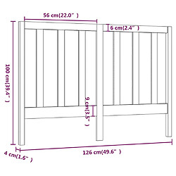 Acheter vidaXL Tête de lit Marron miel 126x4x100 cm Bois massif de pin