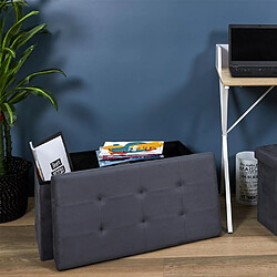 The Home Deco Factory Banc coffre de rangement en suédine Lina gris anthracite.