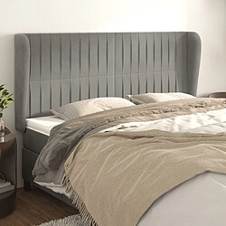 Maison Chic Tête de lit scandinave avec oreilles,meuble de chambre Gris clair 163x23x118/128 cm Velours -MN61594