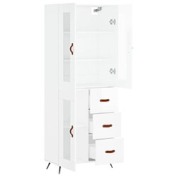 Avis vidaXL Buffet haut Blanc brillant 69,5x34x180 cm Bois d'ingénierie