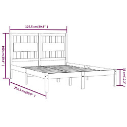 vidaXL Cadre de lit sans matelas noir bois massif 120x200 cm pas cher