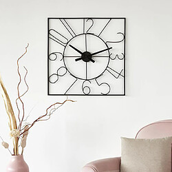 Mes Horloge design carrée 60 cm en métal noir