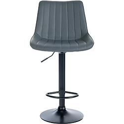 Decoshop26 Lot de 2 tabourets de bar réglable en hauteur pivotant à 360° assise en PVC gris couture verticale pied métal noir 10_0004422 pas cher