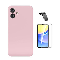 Kit Verre Trempé Clearglass + Housse En Silicone Liquide + Support Magnétique L Safe Driving Phonecare Pour Samsung Galaxy A06 - Rose