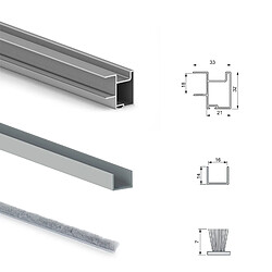 Acheter Système coulissant Emuca pour armoires à 2 portes avec profils Deep épaisseur 18mm fermeture amortie anodisé mat