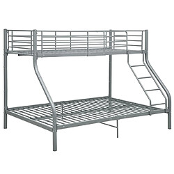 vidaXL Cadre de lit superposé sans matelas gris 140x200 cm/90x200 cm