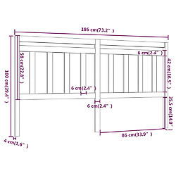 Maison Chic Tête de lit scandinave pour lit adulte,Meuble de chambre Gris 186x4x100 cm Bois massif de pin -MN12052 pas cher