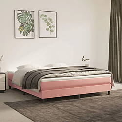 Maison Chic Lit Adulte - Lit simple Lit à sommier tapissier avec matelas moelleux - Meuble de Chambre - Rose 160x200 cm Velours -MN66102