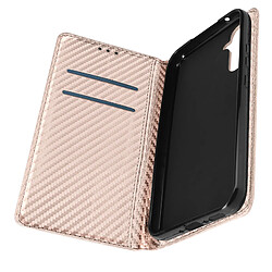 Avizar Etui pour Galaxy A34 5G Effet Carbone Portefeuille Support vidéo Rose gold