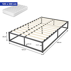 ML-Design Cadre de lit en acier sommier à lattes anthracite chambre à coucher 120 x 200 cm pas cher