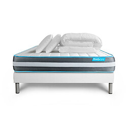 Bodycare Pack 160x200 matelas BodyForm + sommier kit blanc + Couette 260x240cm + 2 oreillers 60x40cm