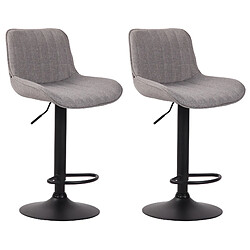 Decoshop26 Lot de 2 tabourets de bar chaises hautes en tissu gris coutures verticales support en métal noir 10_0004289