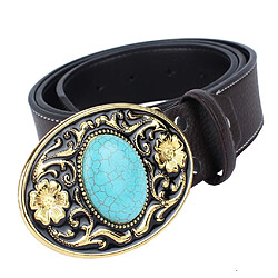 Avis Ceinture Western en Cuir ee Cowboy Avec Boucle à Motif Arabesque Ceinture de Cow-girl - 110-125cm Réglable