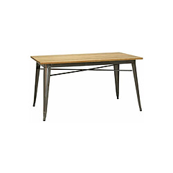 Aubry Gaspard Table à manger indus en métal et bois.