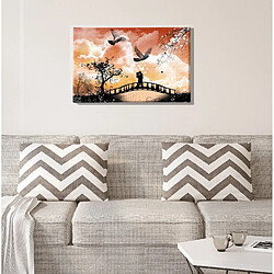 EPIKASA Impression sur Toile Pont des Amoureux, Orange, Polyester, 70x3x45 cm