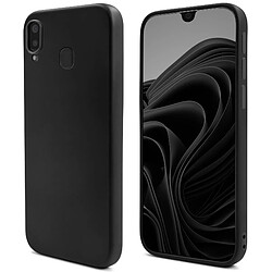 Moozy Lifestyle. Coque conçue pour Samsung A20e, noire – Coque en silicone liquide avec finition mate et doublure en microfibre douce.