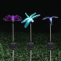 Wewoo LED Avec panneau solaire A106 3 PCS Oiseau Libellule Papillon Motif Lampes Solaires Jardin Extérieur Chemin Décoratif Lumières Lumière Colorée