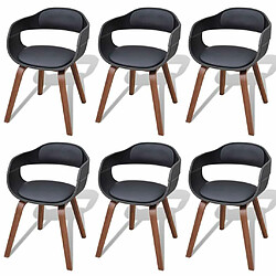 Maison Chic Lot de 6 Chaises à manger,Chaise pour cuisine noir bois courbé et similicuir -MN79337