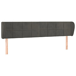 Maison Chic Tête de lit scandinave avec oreilles,meuble de chambre Gris foncé 183x23x78/88 cm Velours -MN26443